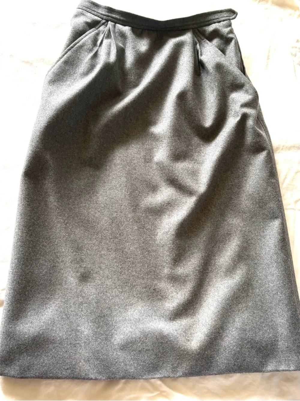YVES SAINT LAURENT Rive Gauche Vintage Gray Wool Skirt - Picture 3 of 7